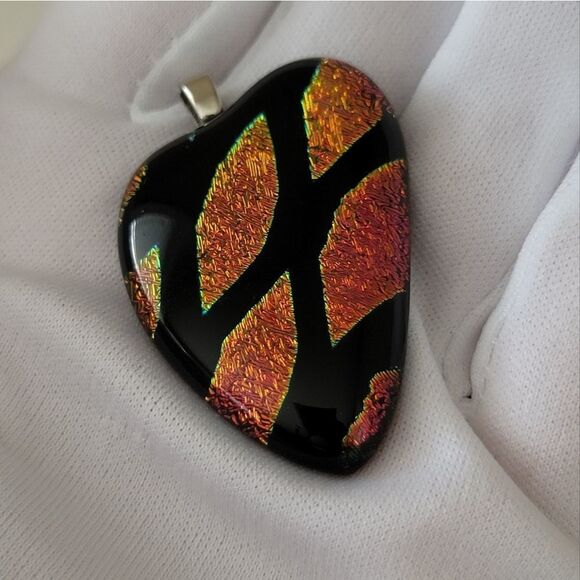 Pendant Dichroic Glass Black Orange Pendant #0031 - Picture 5 of 8